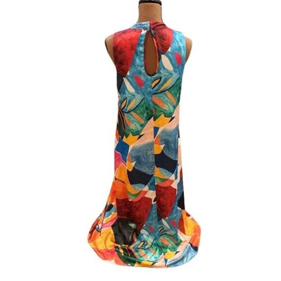 Nicole Miller Halter Neck Sleeveless Abstract Print Satin Maxi Dress – Small - Picture 6 of 9